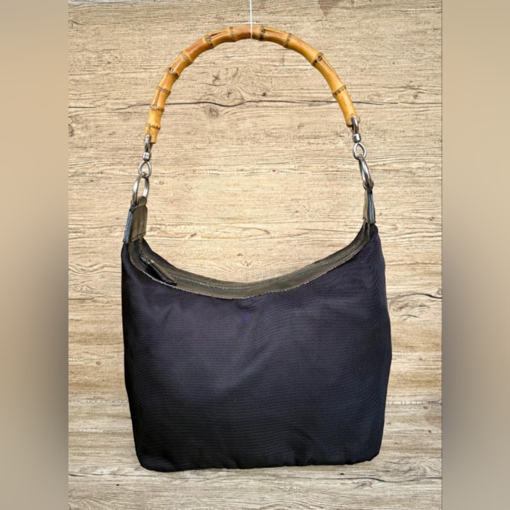 Authentic Gucci Nylon Bamboo  Shoulder Bag